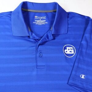 Champion Mens DCI Drum Corps International Polo Shirt Blue Striped Small S